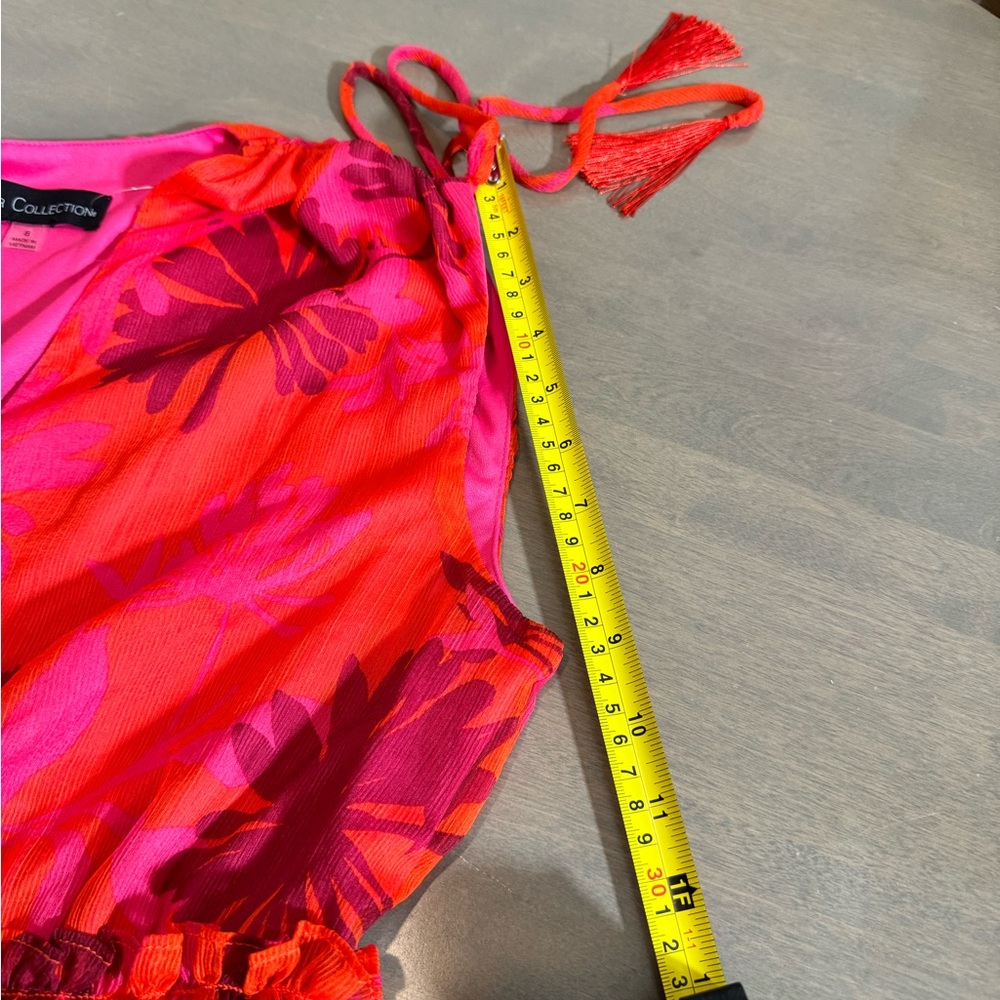 Red Pleated Tie Front Maxi Sundress - Picture 10 of 13